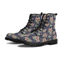 Floral sugar skull men women shoes, day of the dead fashion leather boots, floral skull ankle Boots, cinco de mayo skull boots, floral skull