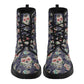 Floral sugar skull men women shoes, day of the dead fashion leather boots, floral skull ankle Boots, cinco de mayo skull boots, floral skull