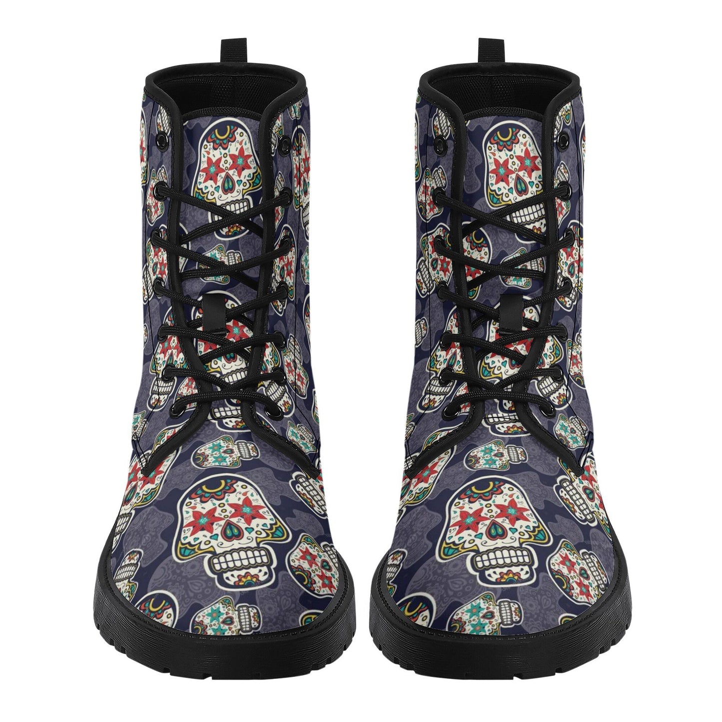 Floral sugar skull men women shoes, day of the dead fashion leather boots, floral skull ankle Boots, cinco de mayo skull boots, floral skull