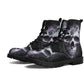 Goth fashion leather boots, flame skull boots, biker skull boots for men women, evil ankle booties, skeleton ankle Boots, gothic skull boots