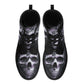 Goth fashion leather boots, flame skull boots, biker skull boots for men women, evil ankle booties, skeleton ankle Boots, gothic skull boots