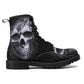 Goth fashion leather boots, flame skull boots, biker skull boots for men women, evil ankle booties, skeleton ankle Boots, gothic skull boots