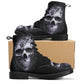 Goth fashion leather boots, flame skull boots, biker skull boots for men women, evil ankle booties, skeleton ankle Boots, gothic skull boots