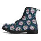 Floral skull men women boots, sugar skull girl men women boots, sugar skull winter boots, floral skull boots, mexican skull men women boots