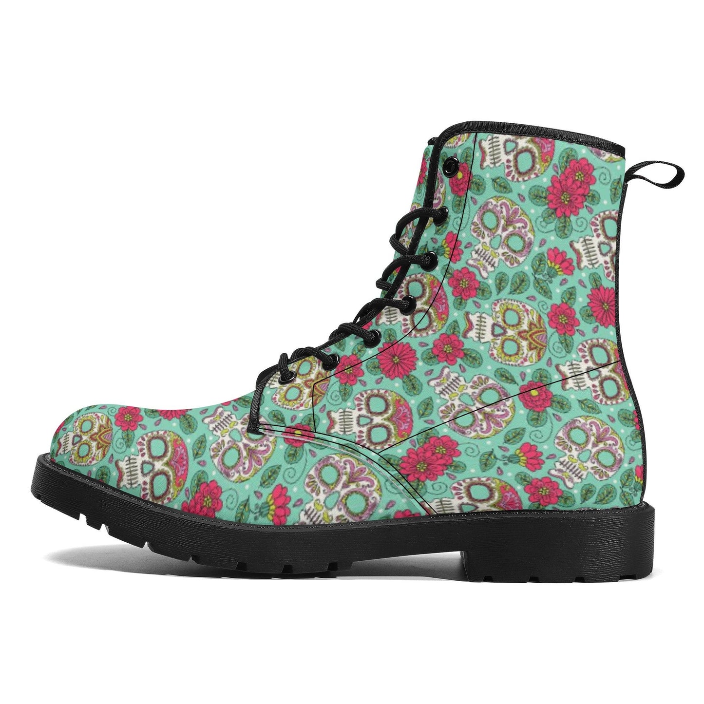 Mexico ankle Boots, candy skull waterproof shoes, sugar skull girl men women shoes, cinco de mayo skull fashion leather boots, mexican skull