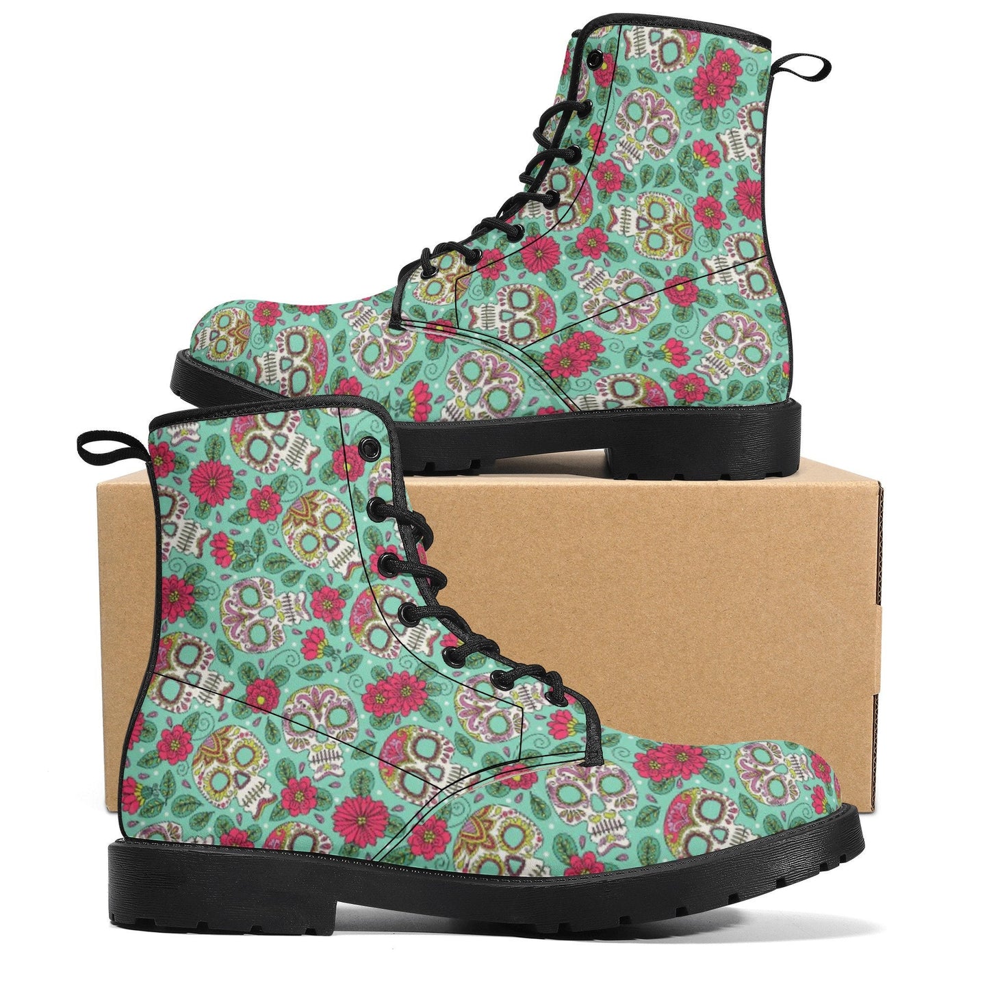 Mexico ankle Boots, candy skull waterproof shoes, sugar skull girl men women shoes, cinco de mayo skull fashion leather boots, mexican skull