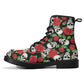 Floral skull unisex shoes, grim reaper unisex shoes, biker skull waterproof boot, rose skull waterproof boot, death skull waterproof boots