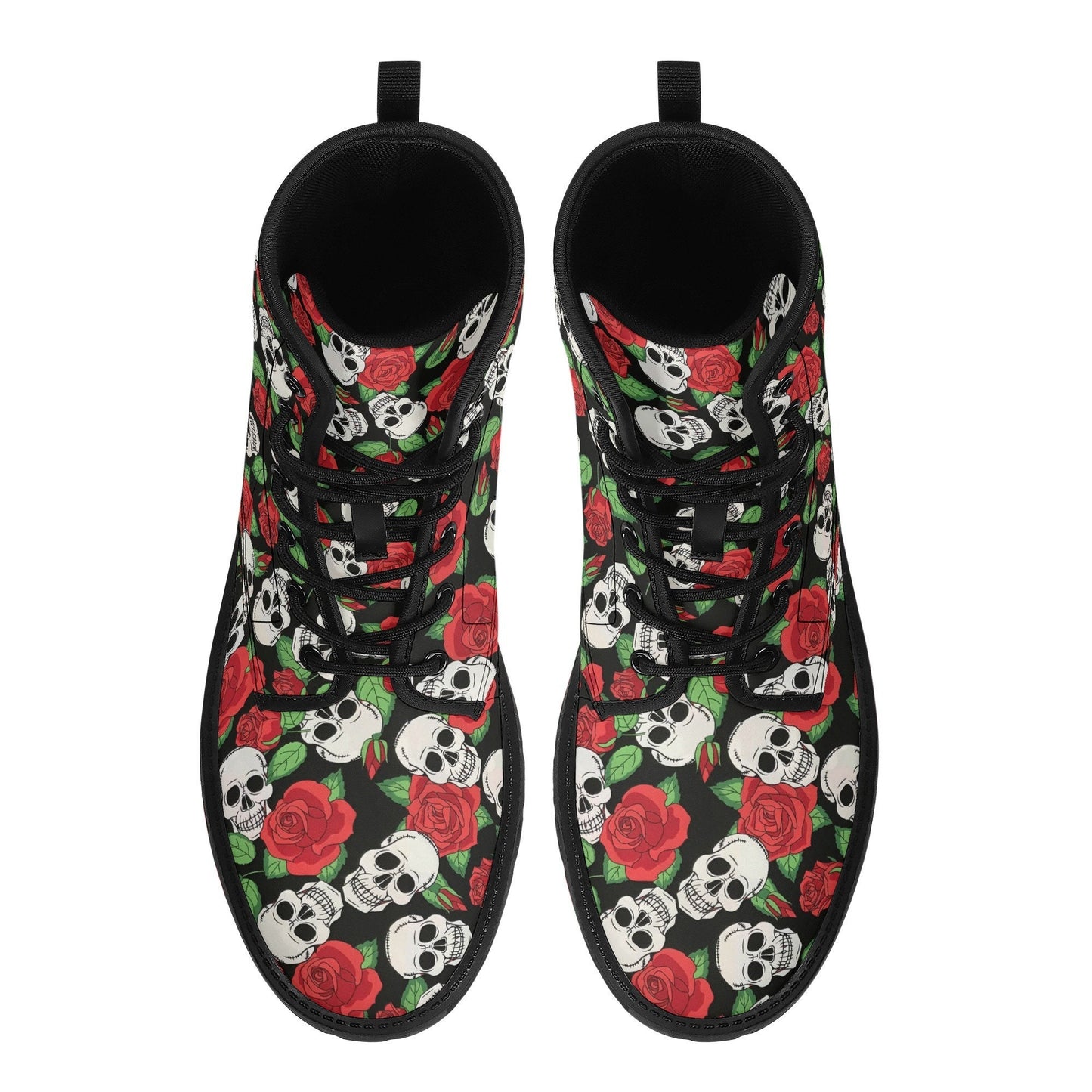 Floral skull unisex shoes, grim reaper unisex shoes, biker skull waterproof boot, rose skull waterproof boot, death skull waterproof boots