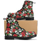 Floral skull unisex shoes, grim reaper unisex shoes, biker skull waterproof boot, rose skull waterproof boot, death skull waterproof boots