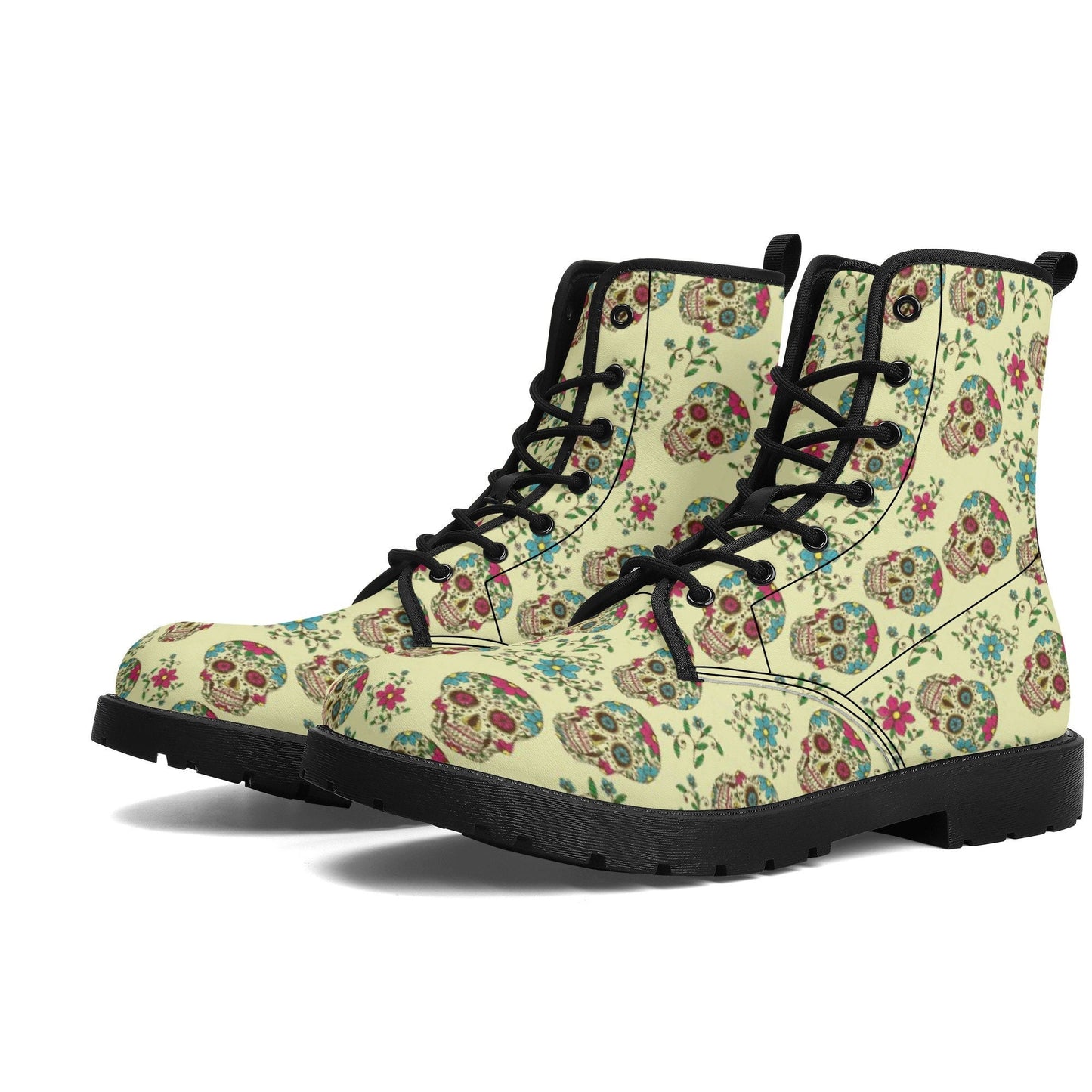 Calaveras skull winter boots, day of the dead waterproof shoes, candy skull waterproof boot, candy skull combat boots, cinco de mayo skull