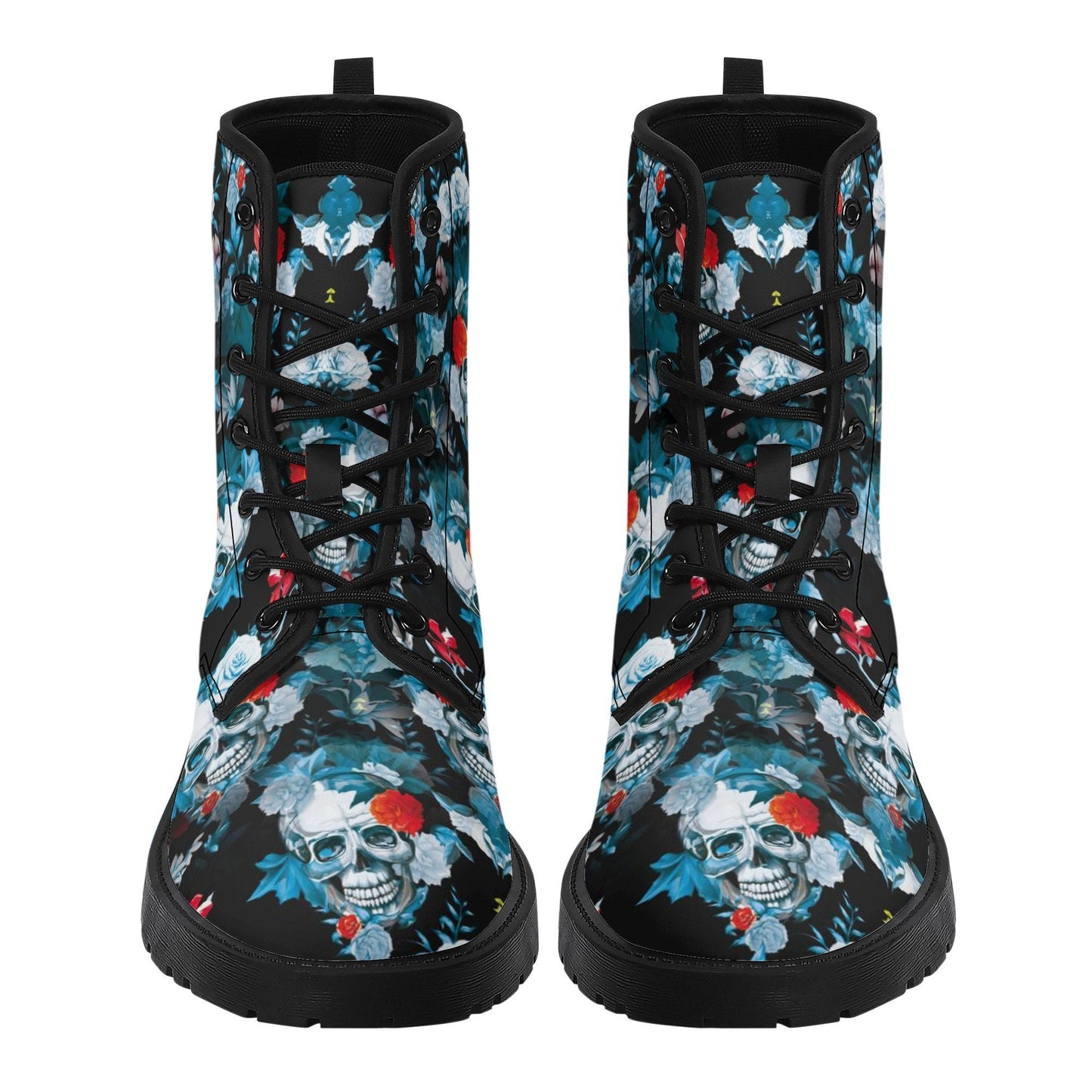 Flower skull ankle booties, christmas skull ankle booties, flame skull winter boots, floral skull unisex shoes, rose skull ankle Boots shoes