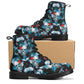 Flower skull ankle booties, christmas skull ankle booties, flame skull winter boots, floral skull unisex shoes, rose skull ankle Boots shoes