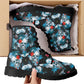 Flower skull ankle booties, christmas skull ankle booties, flame skull winter boots, floral skull unisex shoes, rose skull ankle Boots shoes