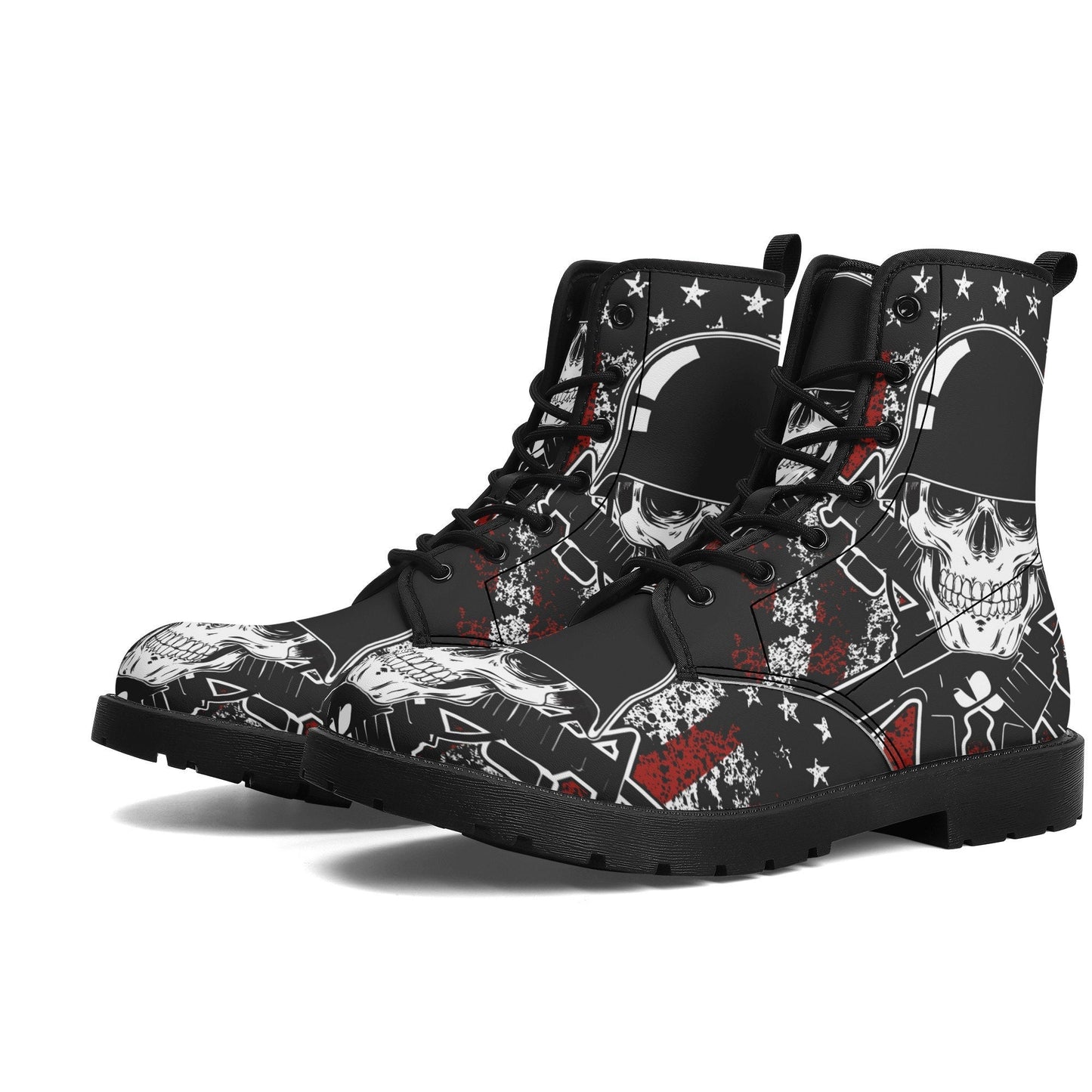Military skull unisex shoes, biker skull fashion leather boots death skull fashion leather boots, Soldiers skull fashion leather boots shoes