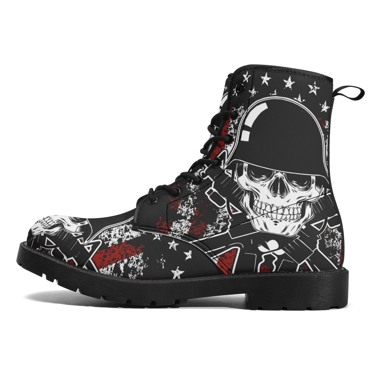 Military skull unisex shoes, biker skull fashion leather boots death skull fashion leather boots, Soldiers skull fashion leather boots shoes