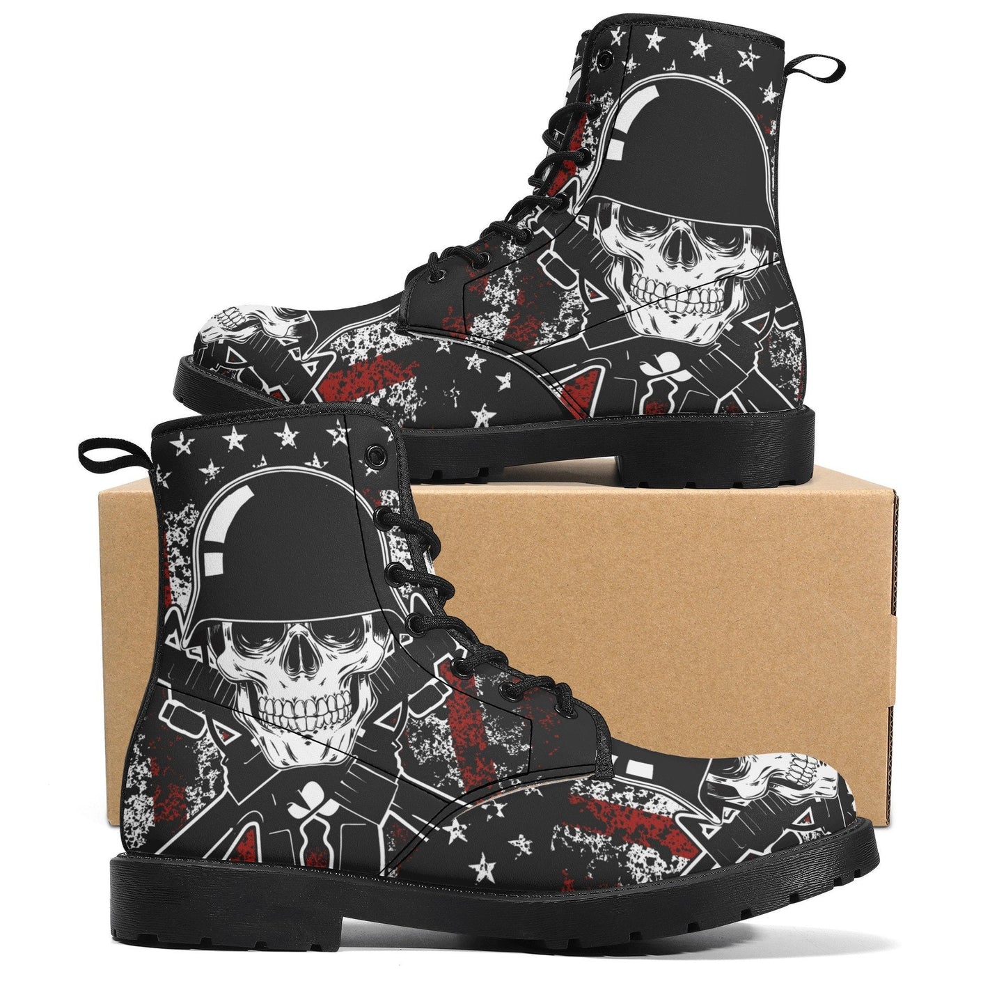 Military skull unisex shoes, biker skull fashion leather boots death skull fashion leather boots, Soldiers skull fashion leather boots shoes