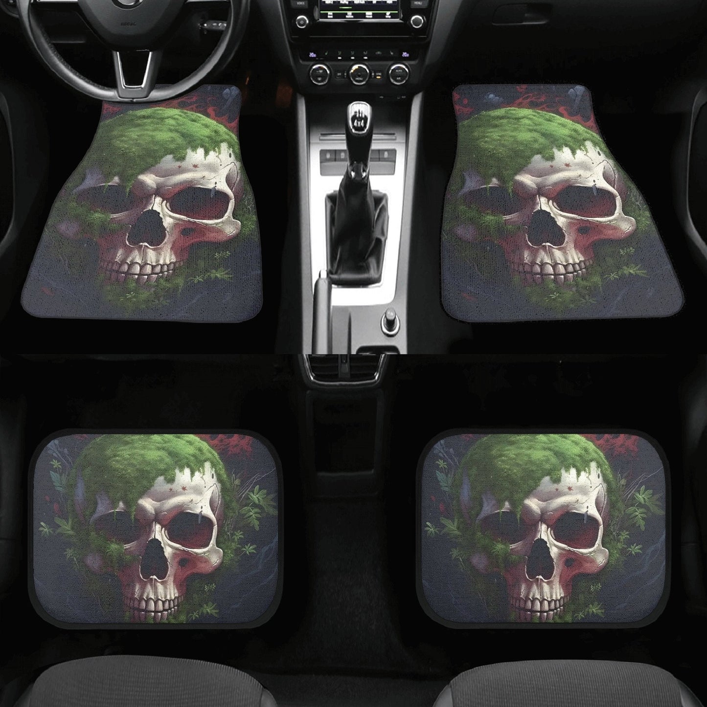Gothic skull car protector, floral skull seat cover for car skull in fire car protector skull car floor mat accessories seat cover for truck