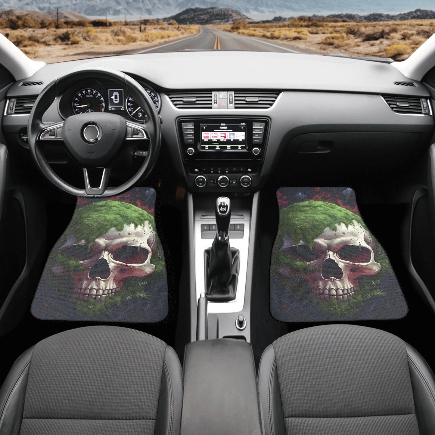 Gothic skull car protector, floral skull seat cover for car skull in fire car protector skull car floor mat accessories seat cover for truck