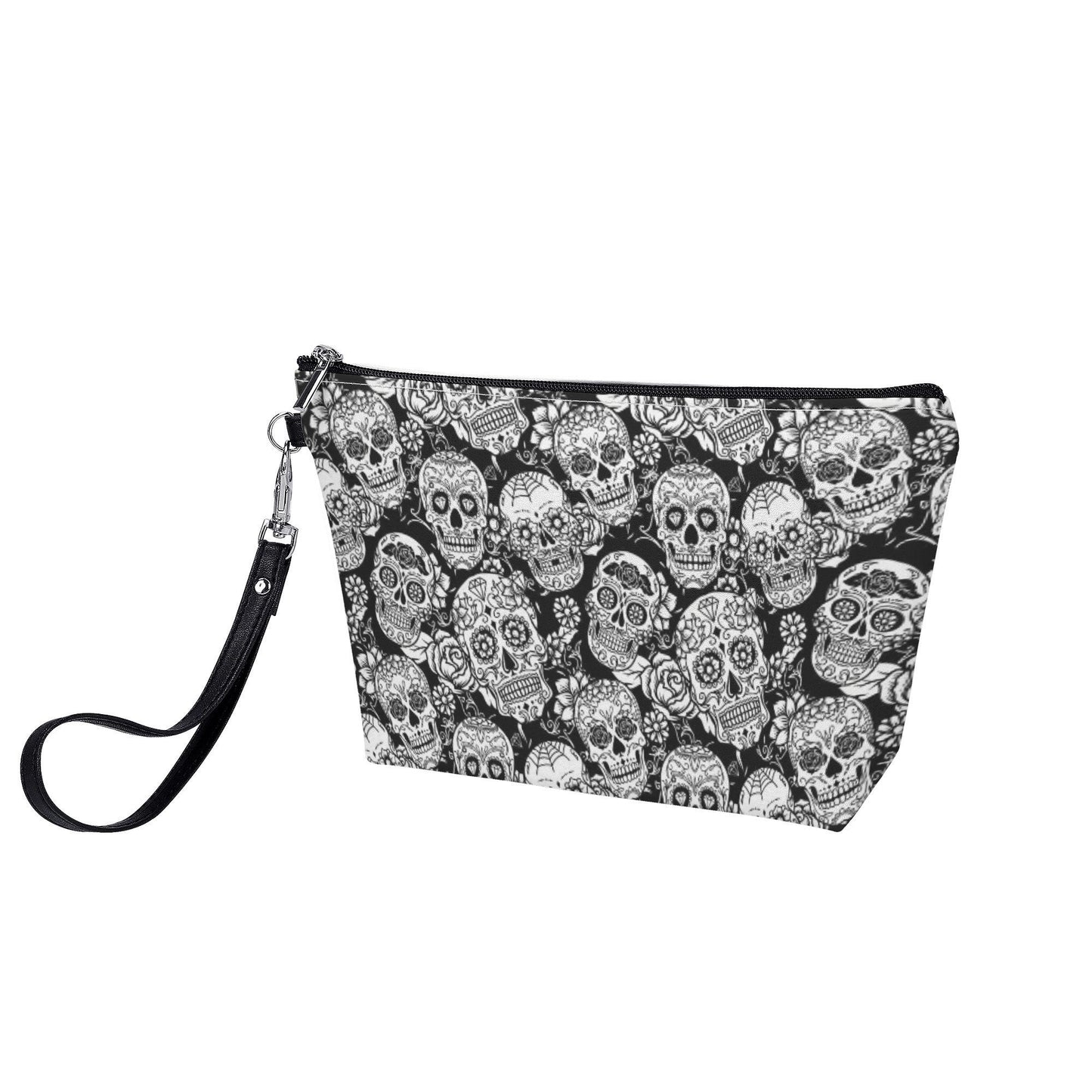 Dia de los muertos skull messenger bag, calaveras skull wallet, candy skull cosmetic bag, calaveras skull tote bag, floral sugar skull tote