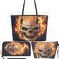 Horror long wallet, flame skull long wallet, goth crossbody bag, gothic skull bag with shoulder strap, flame skull tote bag flame skull bag