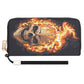 Horror long wallet, flame skull long wallet, goth crossbody bag, gothic skull bag with shoulder strap, flame skull tote bag flame skull bag