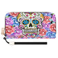 Dia de los muertos skull cosmetic wallet, sugar skull girl shoulder bag, cinco de mayo skull long wallet day of the dead long wallet bag set