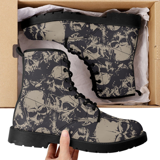 Evil men women boots, death skull boots for men women, halloween shoes, flaming skull boots for men women goth unisex shoes motorcycle boots