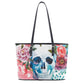 Rose skull cosmetic bag, evil messenger bag, floral skull shoulder bag, halloween purse, flaming skull tote bag, biker skull crossbody bags