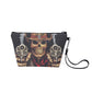Flaming skull cosmetic wallet, flower skull shoulder bag, evil cosmetic wallet, flame skull purse, grim reaper cosmetic wallet, horror bags