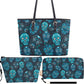 Candy skull travel bag, dia de los muertos skull handbag, floral sugar skull long wallet, cinco de mayo skull wallet, calaveras skull bags