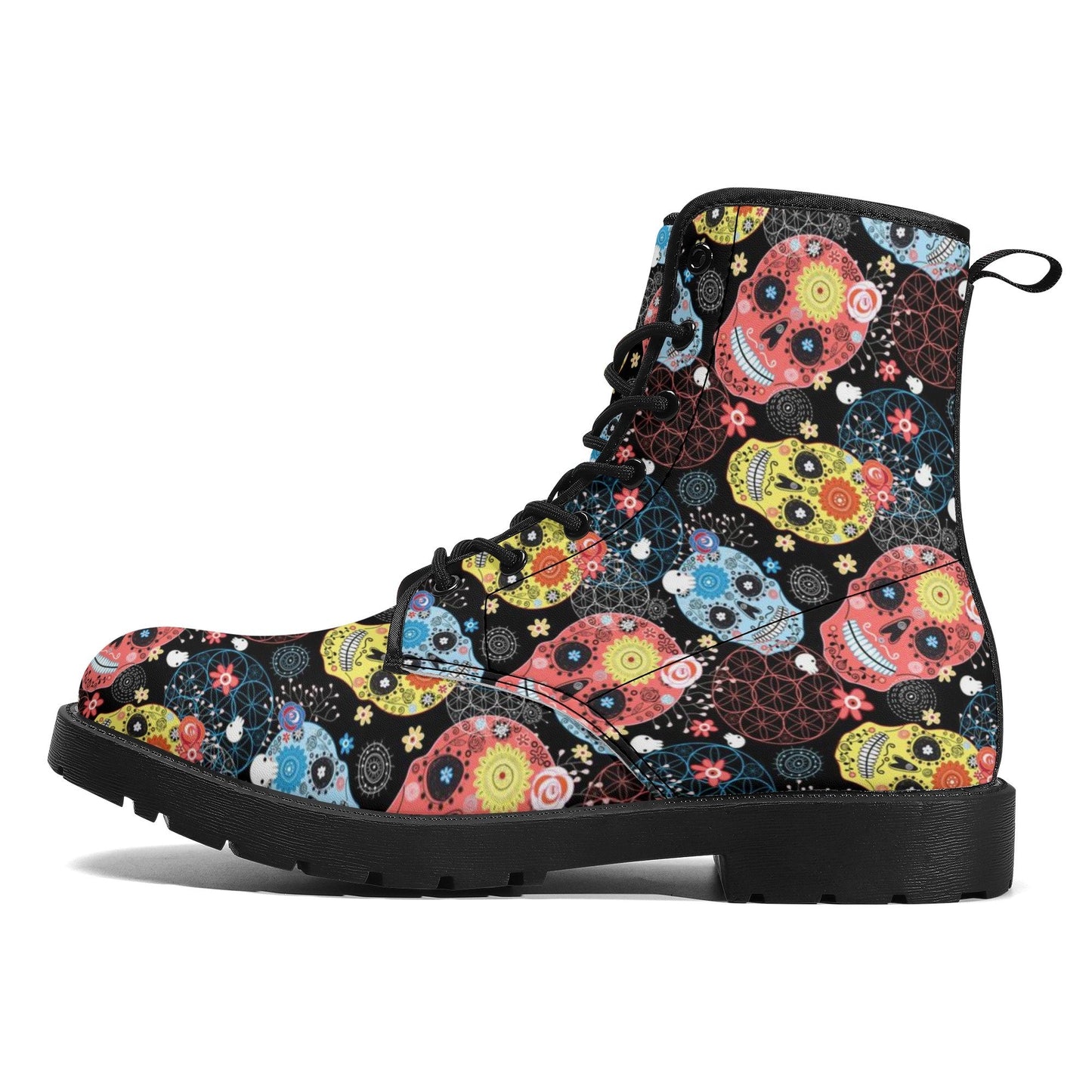 Mexico boots, floral skull unisex boots, cinco de mayo skull men women boots, floral sugar skull men women shoes, floral sugar skull boots