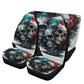 Rose skull mat for car, flame skull mat for vehicles grim reaper seat cover for car christmas skull slip-on seat covers, flame skull car mat