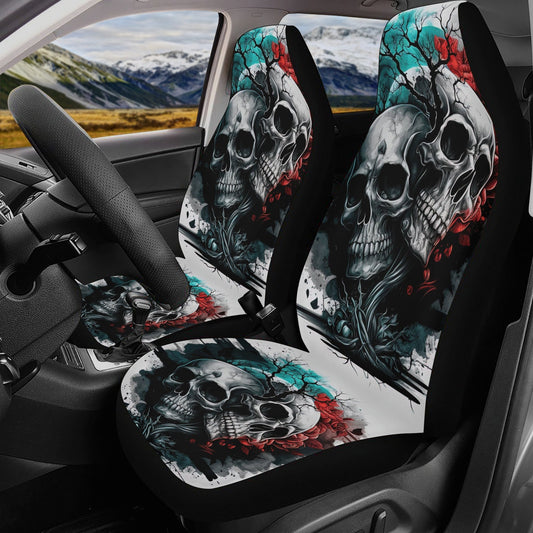 Rose skull mat for car, flame skull mat for vehicles grim reaper seat cover for car christmas skull slip-on seat covers, flame skull car mat