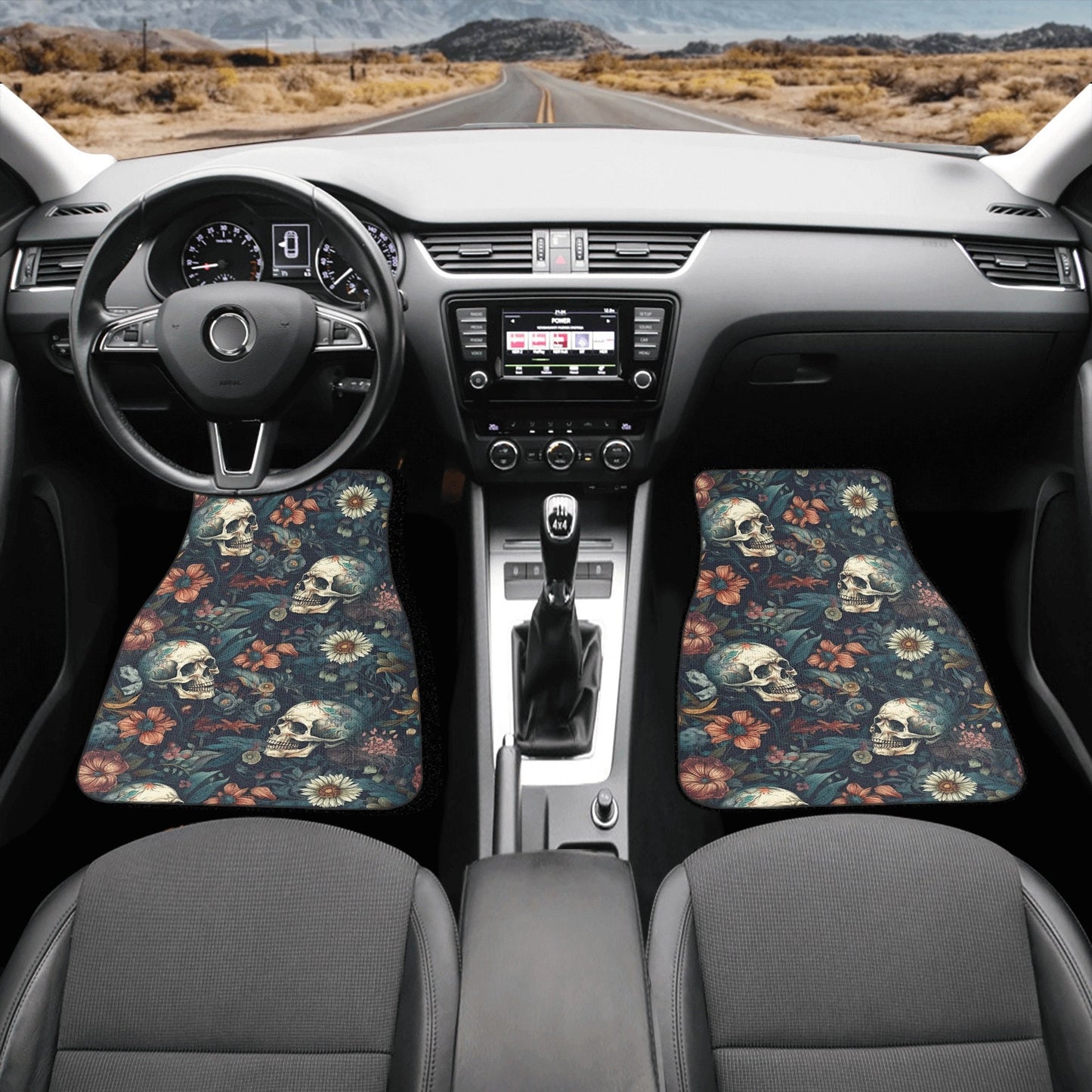 Gothic rose skull car seat protector cover, evil floor mat for car, flame skull car seat protector cover grim reaper car seat protector mats