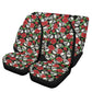 Flower skull seat cover for truck, flame skull seat cover protector, punisher skull car accessories, skeleton car accessories floor mats set