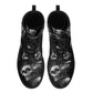 Gothic skull unisex boots, flaming skull winter boots, waterproof boots, death skull ankle booties, christmas skull waterproof shoes boots