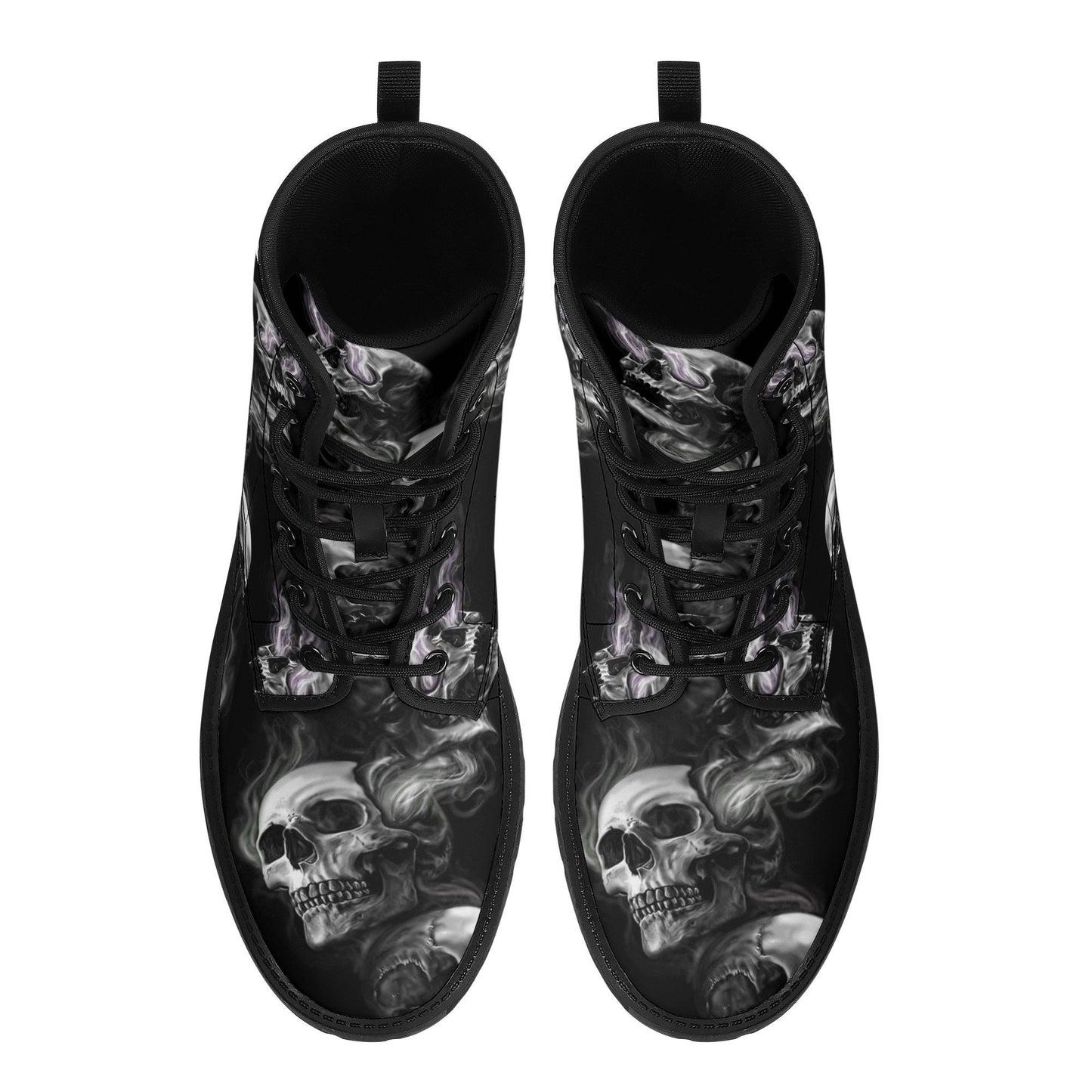Gothic skull unisex boots, flaming skull winter boots, waterproof boots, death skull ankle booties, christmas skull waterproof shoes boots