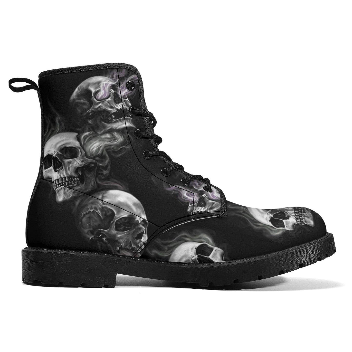 Gothic skull unisex boots, flaming skull winter boots, waterproof boots, death skull ankle booties, christmas skull waterproof shoes boots