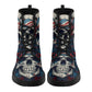 Grim reaper ankle Boots, punisher skull boots for men women, skull in fire unisex shoes, flower skull men women shoes, skeleton gothic boots