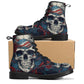 Grim reaper ankle Boots, punisher skull boots for men women, skull in fire unisex shoes, flower skull men women shoes, skeleton gothic boots