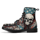 Skull waterproof shoes, biker skull unisex shoes, skull ankle booties, skull in fire ankle booties gothic skull unisex shoes halloween boots