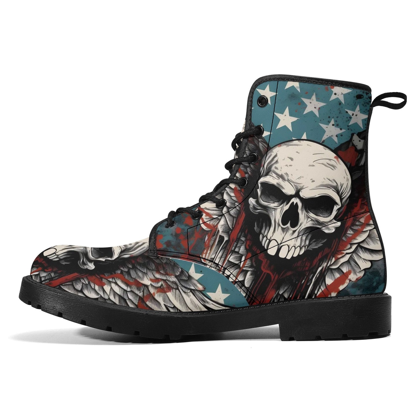 Skull waterproof shoes, biker skull unisex shoes, skull ankle booties, skull in fire ankle booties gothic skull unisex shoes halloween boots