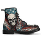 Skull waterproof shoes, biker skull unisex shoes, skull ankle booties, skull in fire ankle booties gothic skull unisex shoes halloween boots