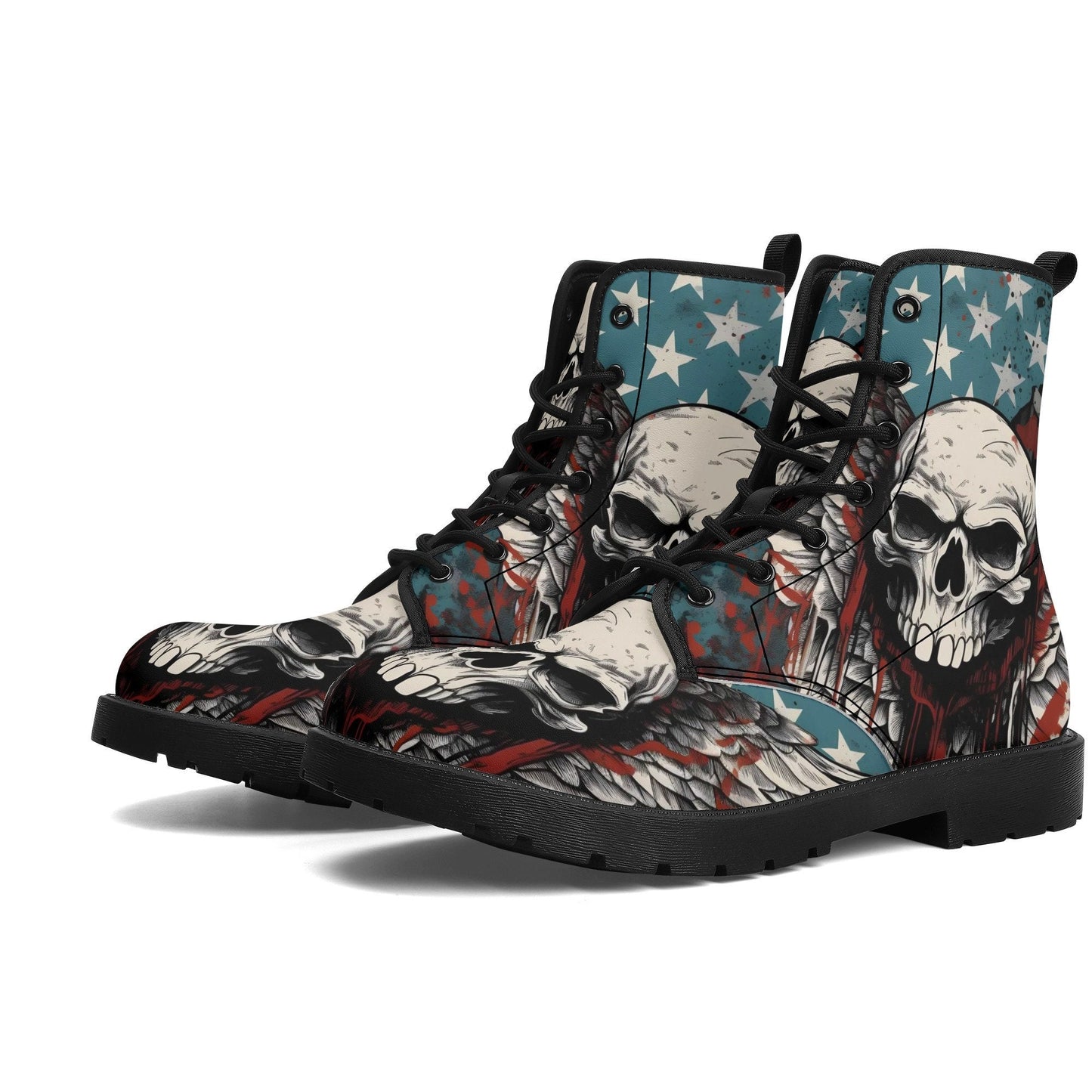 Skull waterproof shoes, biker skull unisex shoes, skull ankle booties, skull in fire ankle booties gothic skull unisex shoes halloween boots