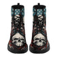 Skull waterproof shoes, biker skull unisex shoes, skull ankle booties, skull in fire ankle booties gothic skull unisex shoes halloween boots