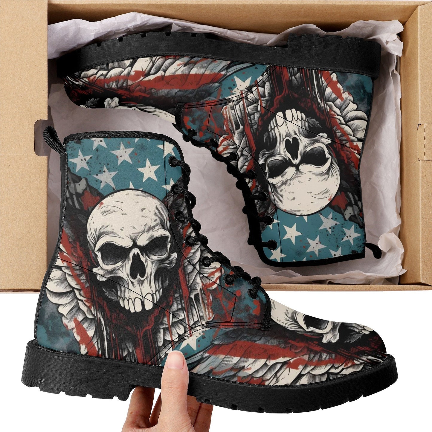 Skull waterproof shoes, biker skull unisex shoes, skull ankle booties, skull in fire ankle booties gothic skull unisex shoes halloween boots