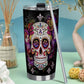 Candy skull cup, mexico beer mug, dia de los muertos skull travel mug, dia de los muertos skull cup sugar skull freezer Mug, sugar skull cup