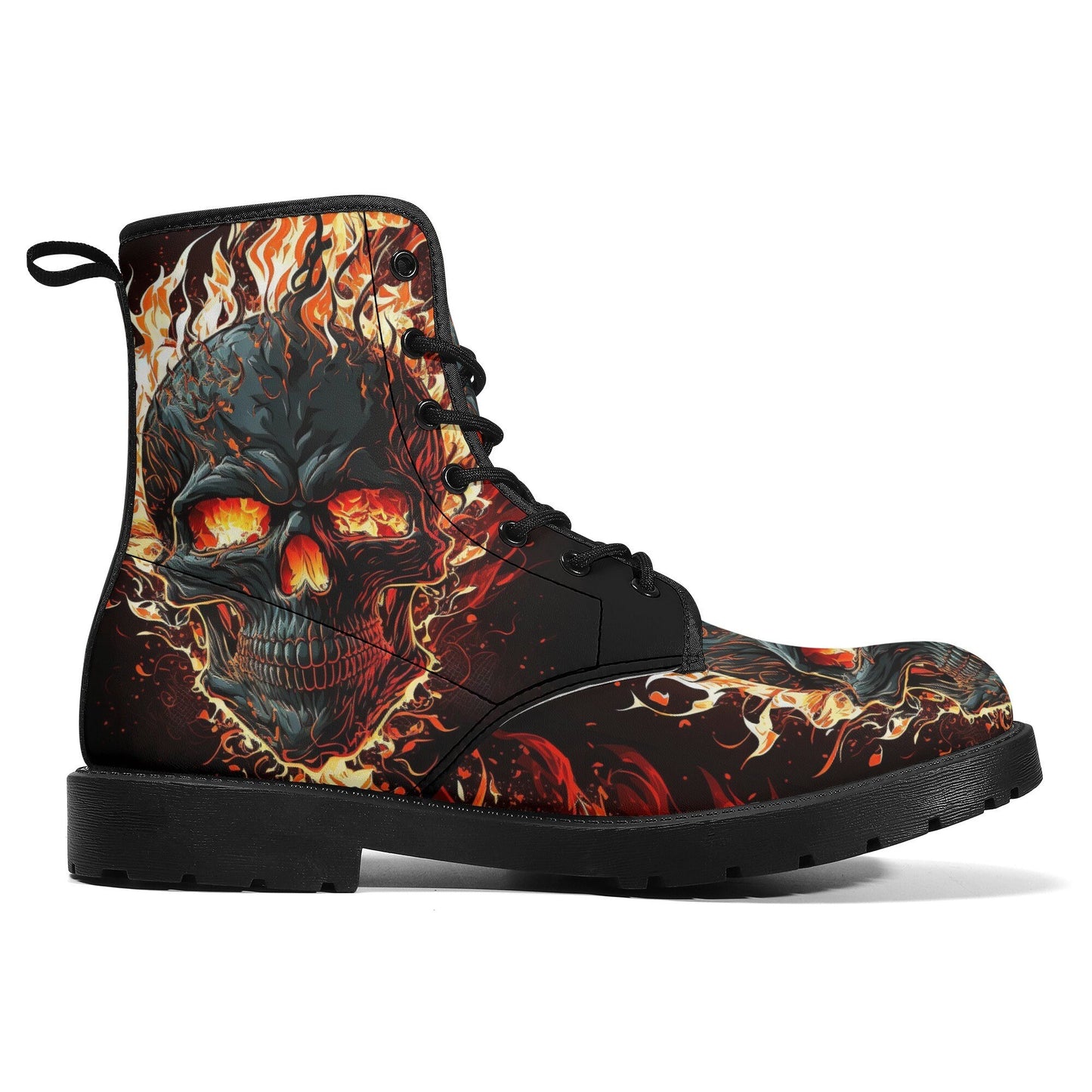 Punisher skull unisex shoes, flaming skull waterproof boot, flower skull men women boots, horror men women boots, gothic skull combat boots,