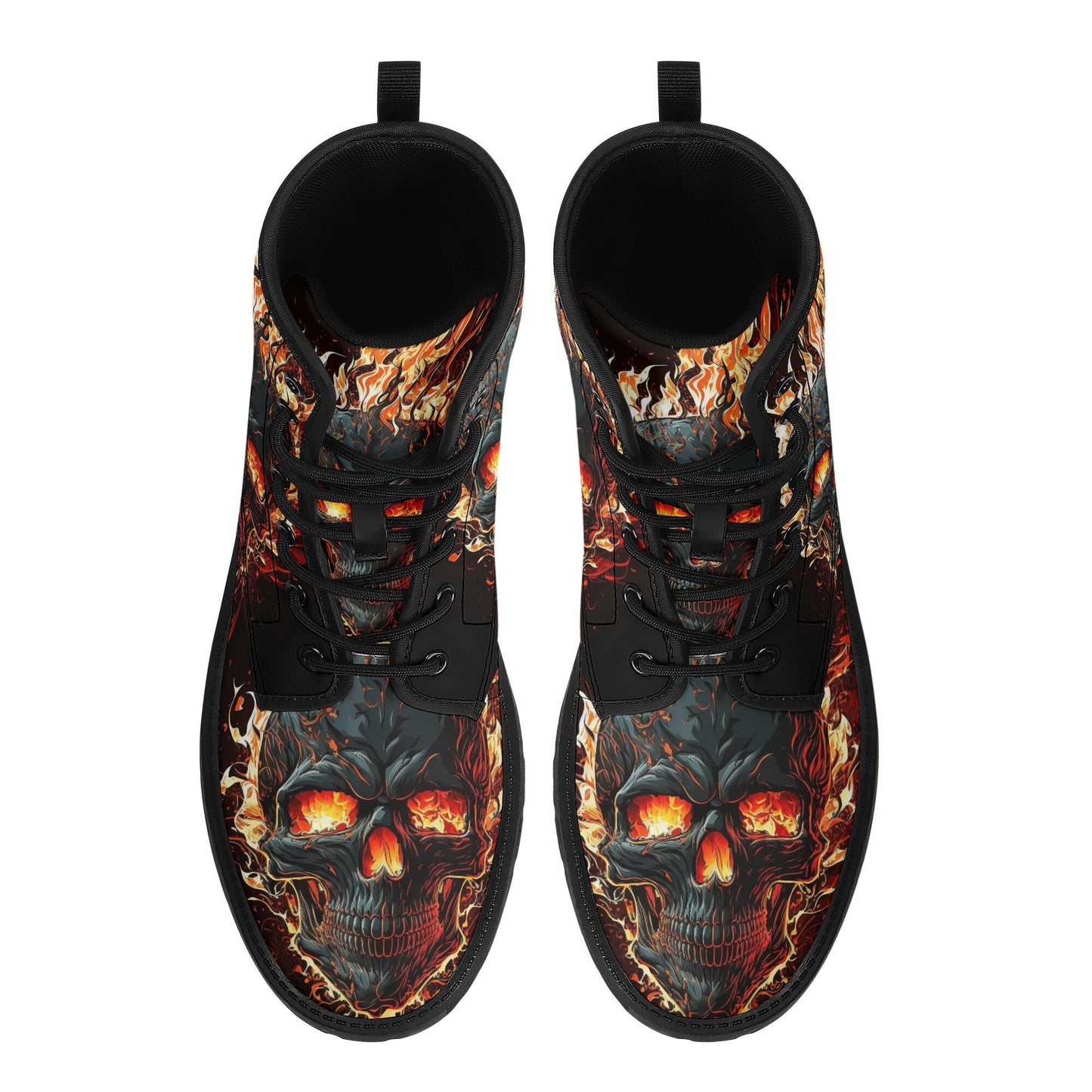 Punisher skull unisex shoes, flaming skull waterproof boot, flower skull men women boots, horror men women boots, gothic skull combat boots,