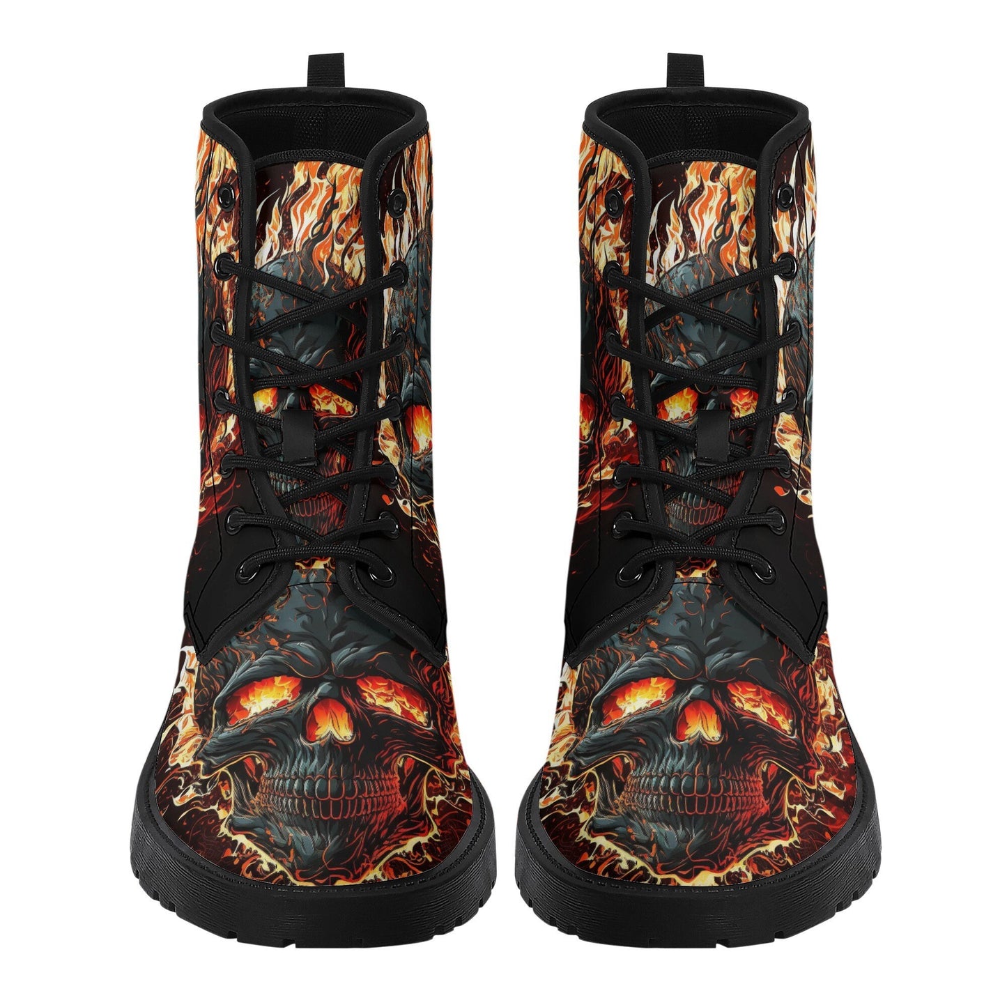 Punisher skull unisex shoes, flaming skull waterproof boot, flower skull men women boots, horror men women boots, gothic skull combat boots,